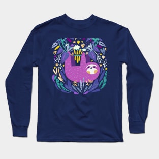 Purple Sloth Long Sleeve T-Shirt